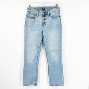 J. Crew Factory Mid-Rise Flare Cropped Jeans Button Fly Light Blue